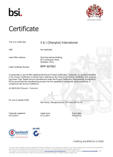 JAS-ANZ Certificate